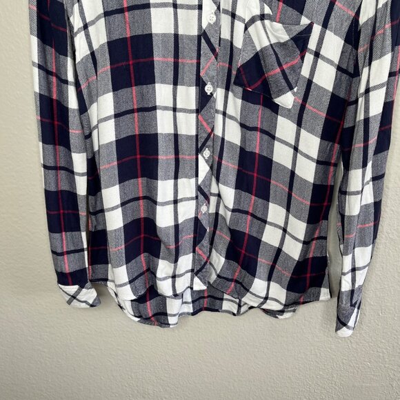 Rails Womens Hunter Plaid Blue Blue White Button Down Soft Flannel Shirt Large - Picture 4 of 12